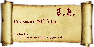 Beckman Márta névjegykártya